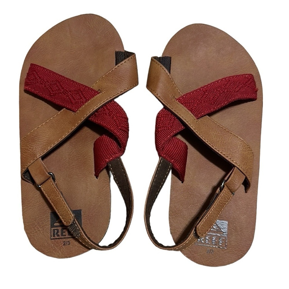 Reef Boys' Grom Crossover Sandal, Brown/Red Size 2/3
